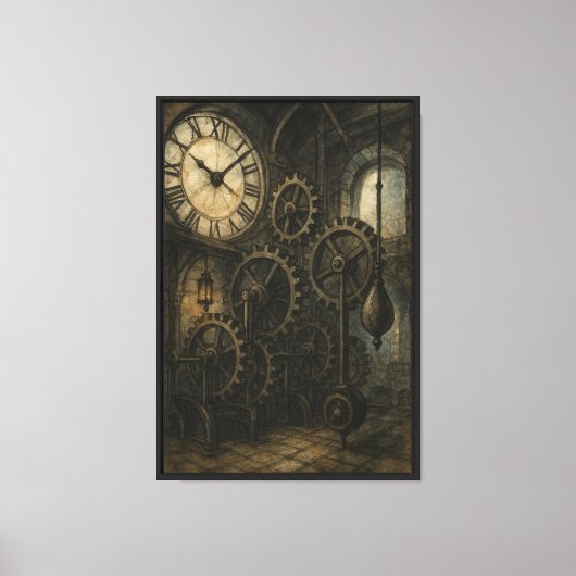 Klokkentoren interieur kunst canvas afdruk (Voorkant)