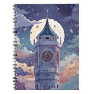 Klokkentoren met maanlicht Fantasy Sky Notitieboek