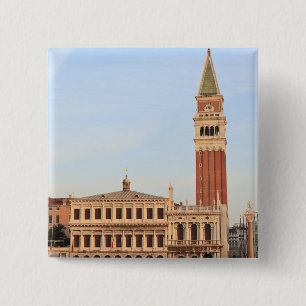 Klokkentoren, Piazza San Marco, Venetië Vierkante Button 5,1 Cm