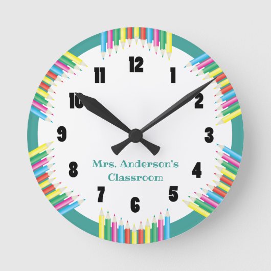 Klokkleuren klaslokaal ronde klok (Voorkant)
