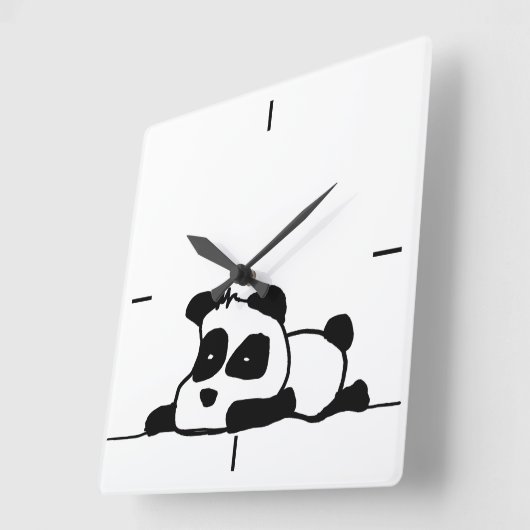 Klokklok van luie panda vierkante klok (Hoek)