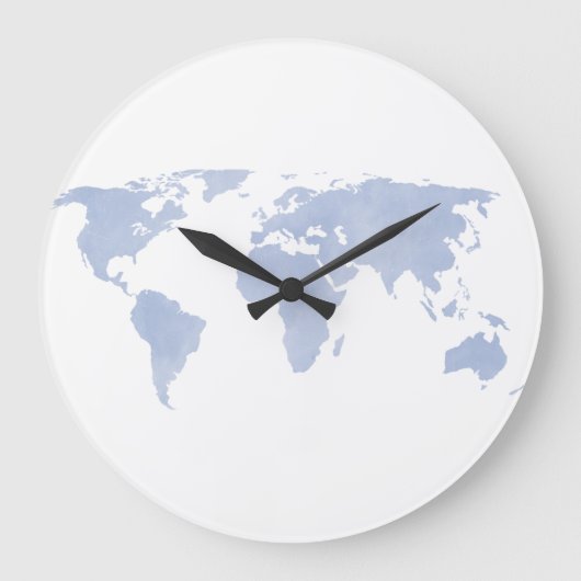 Klokklok voor Wereldkaart met serenity Blue Grote Klok (Voorkant)