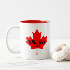 Klokler Canada 1975 Red Maple Leaf Color Tweekleurige Koffiemok