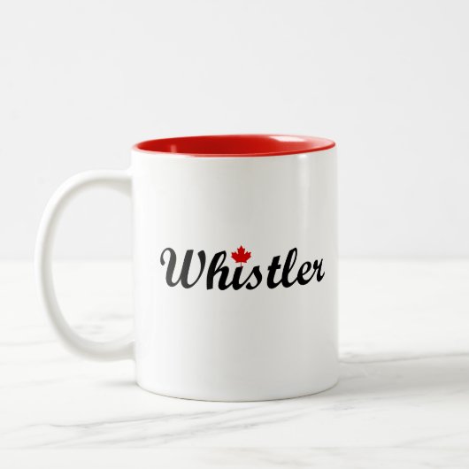 Klokler Canada Script Text Small Maple Leaf Tweekleurige Koffiemok (Links)