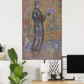 Klokler - Japanse vrouw schildert een ventilator Poster (Thuiskantoor)