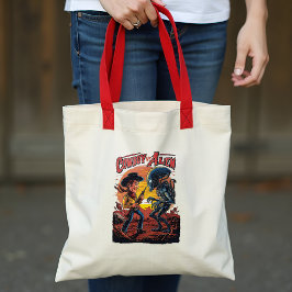Klokslag bij zonsondergang - Cowboy vs. Alien Tote Bag