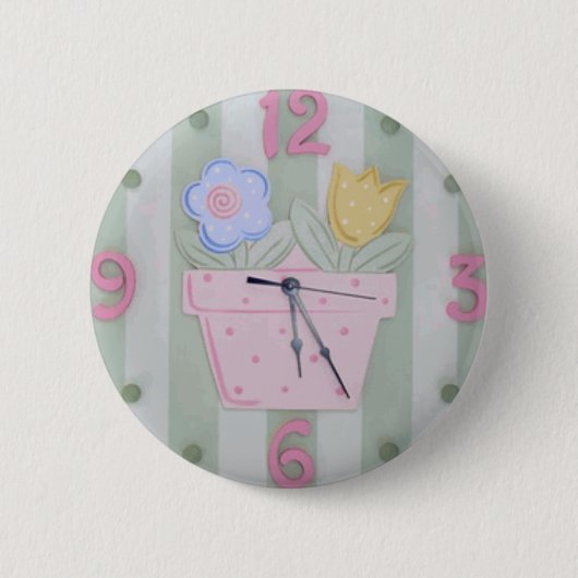 Klokstijl Kinder Button - Groeiende bloemen (Voorkant)