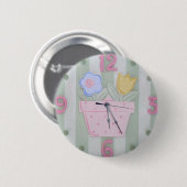 Klokstijl Kinder Button - Groeiende bloemen (Voorkant /achterkant)