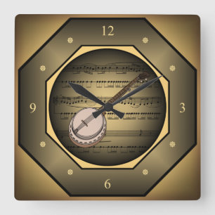Kloktagon ~ Banjo ~ Sheet Music ~ Unique ~ Vierkante Klok