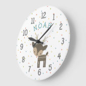 Kloktijd voor herten van baby-bossen met naam grote klok (Hoek)