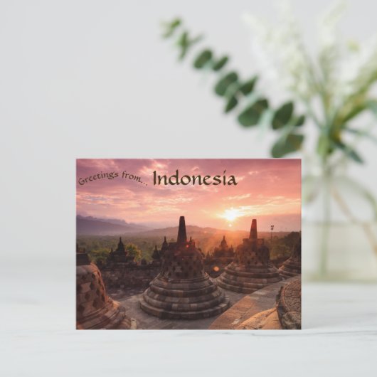 Klokvormige stoepa's in Borobudur Indonesië Briefkaart (Staand voorkant)