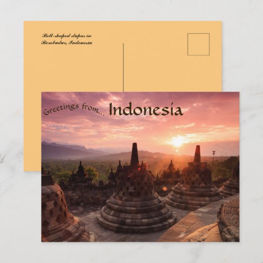 Klokvormige stoepa's in Borobudur Indonesië Briefkaart (Voorkant / Achterkant)