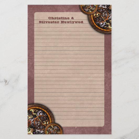 Klokwerk en leer, briefpapier (Voorkant)