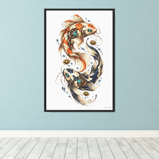Klokwerk Koi Canvas Afdruk (Insitu (Houten vloer))