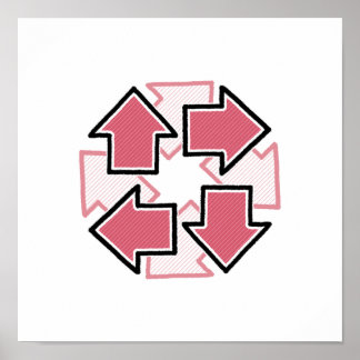 Klokwijzer Minimalistische Geometrische Rode Pijle Poster
