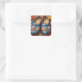 Klompen met Tulip achtergrond Vierkante Sticker (Tas)