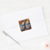 Klompen met Tulip achtergrond Vierkante Sticker (Envelop)