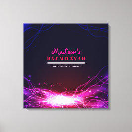 KLOMPENDE NEON STAR Bat Mitzvah Sign In Memory Boa Canvas Afdruk