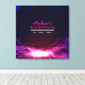 KLOMPENDE NEON STAR Bat Mitzvah Sign In Memory Boa Canvas Afdruk (Insitu (Houten vloer))