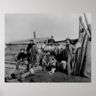 Klondike mannen na de jacht op ptarmigan in Nome Poster