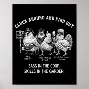 Klooien rond en ontdek brutale kip meme poster