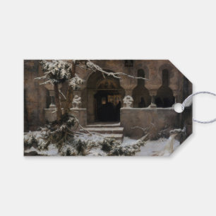 Klooster in Wintersneeuw (door Karl Lessing) Cadeaulabel