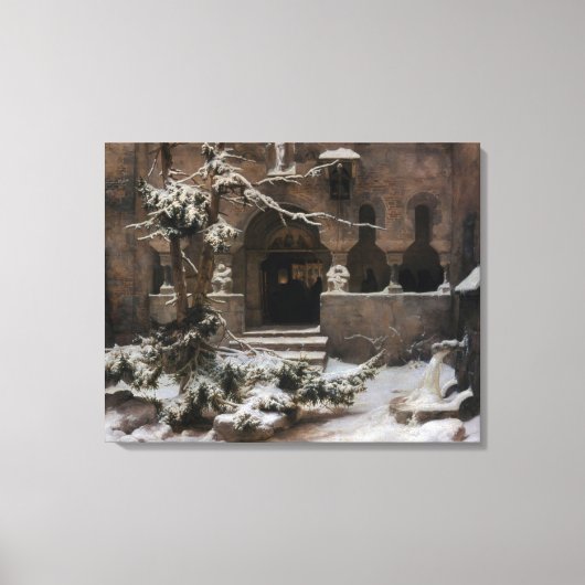 Klooster in Wintersneeuw (door Karl Lessing) Canvas Afdruk (Voorkant)