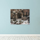 Klooster in Wintersneeuw (door Karl Lessing) Canvas Afdruk (Insitu (Houten vloer))