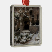 Klooster in Wintersneeuw (door Karl Lessing) Metalen Ornament (Rechts)