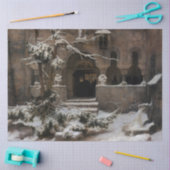 Klooster in Wintersneeuw (door Karl Lessing) Tissuepapier (Craft)