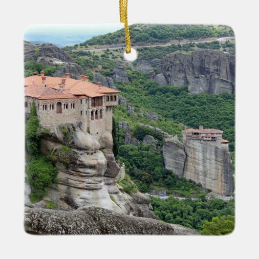 Klooster Meteora 2 Keramisch Ornament (Voorkant)