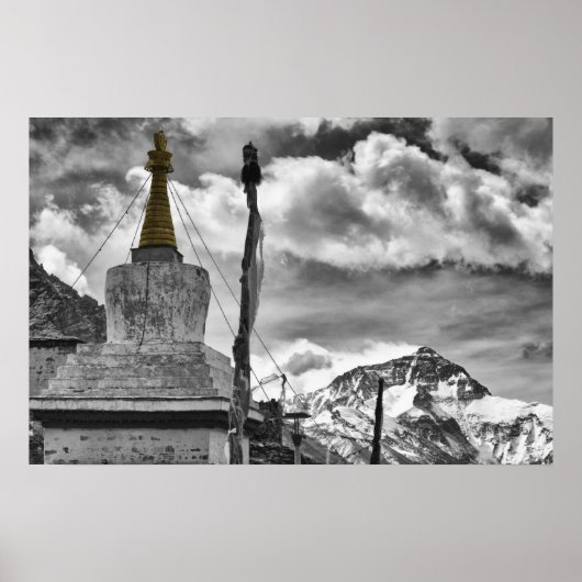 Klooster Rongbuk en Mount Everest Poster (Voorkant)