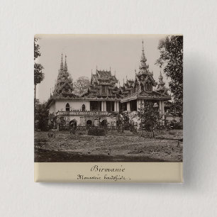 Klooster Teik Kyaung, eiland Ka Toe Vierkante Button 5,1 Cm