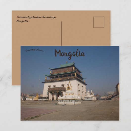 Klooster van Gandantegchinlen in Mongolië Briefkaart (Voorkant / Achterkant)