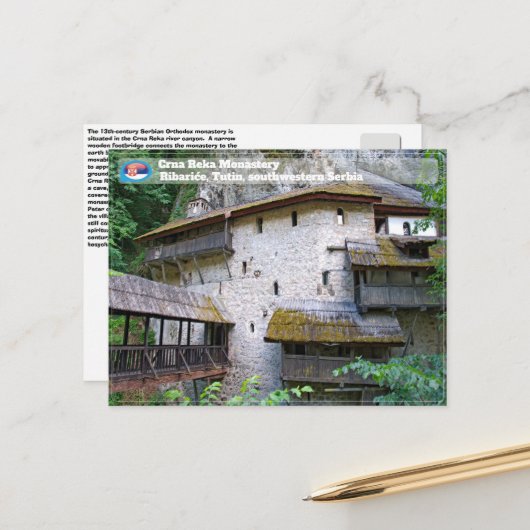 KLOOSTERS VAN SERVIË - Klooster van Crna Reka Riba Briefkaart (Voorkant / Achterkant in situ)
