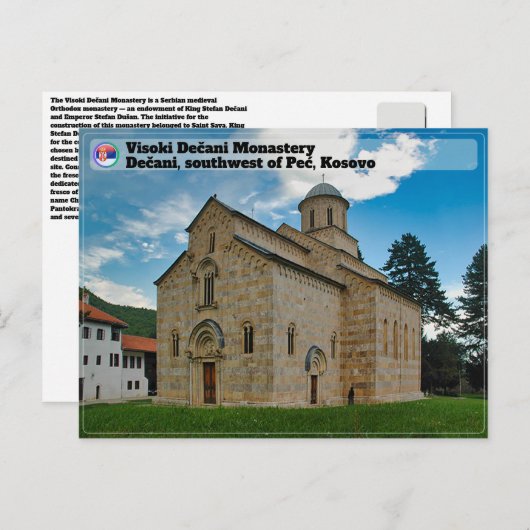 KLOOSTERS VAN SERVIË - Klooster Visoki Dečani Briefkaart (Voorkant / Achterkant)