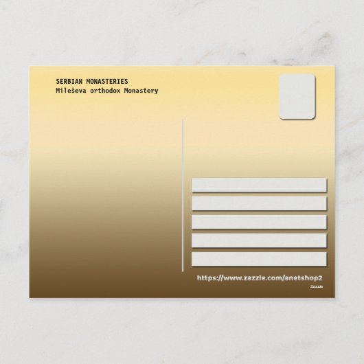 KLOOSTERS VAN SERVIË - Mileševa orthodox klooster Feestdagenkaart (Achterkant)