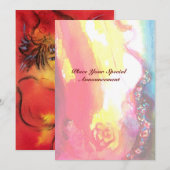 KLOOT MET RODE BOW, Geel Roze Roos Aankondiging (Voorkant / Achterkant)