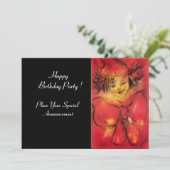 KLOOT MET RODE RIBBON, zwart geel Kaart (Staand voorkant)