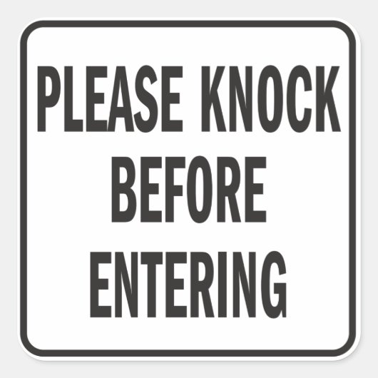 Klop alstublieft voordat u het bord invoert vierkante sticker (Voorkant)