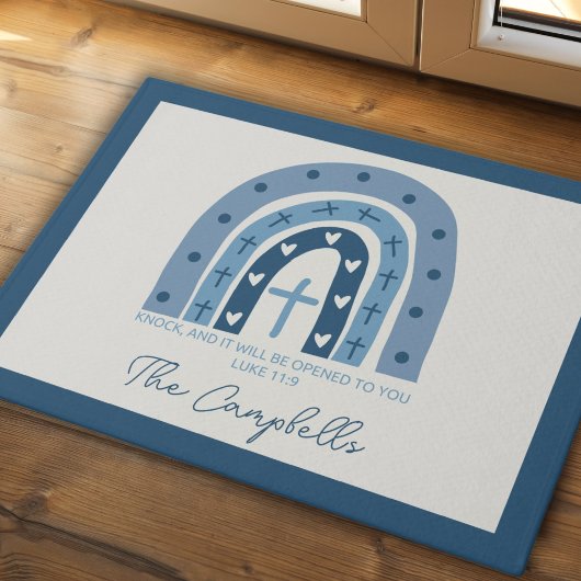 Klop en het zal worden geopend voor u Christelijk Deurmat