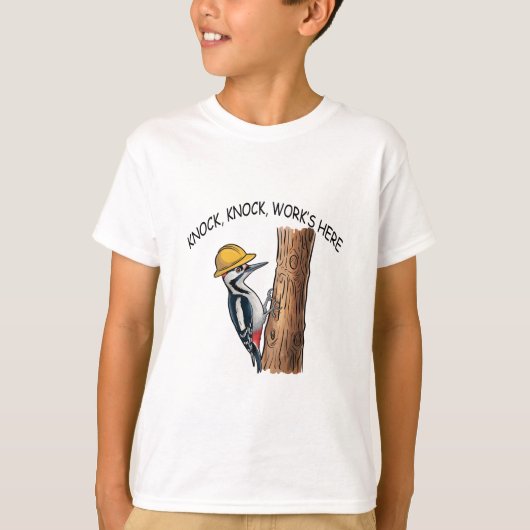 Klop, klop, het werk is hier t-shirt (Voorkant)