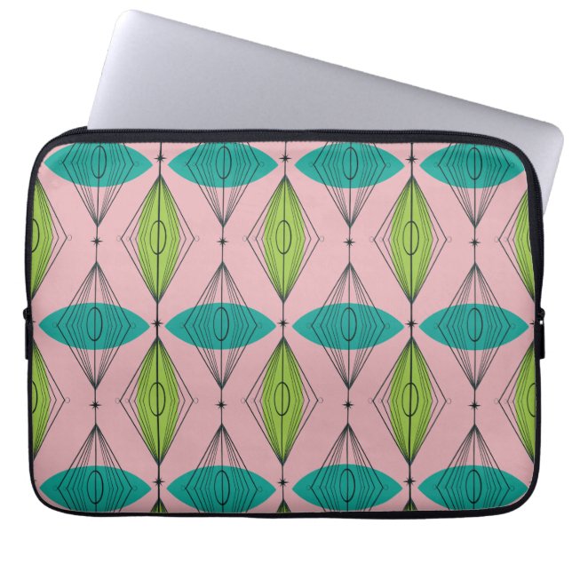 Klop voor atoomroze Ogee & Starburst-laptop Laptop Sleeve (Voorkant)