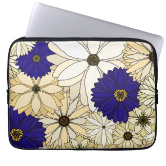 Klop voor Navy en Cream Flower-laptop Laptop Sleeve