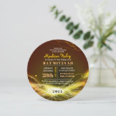 KLOPENDE NEON STARS Bat Mitzvah Invitation GOLD Kaart (Staand voorkant)