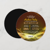 KLOPENDE NEON STARS Bat Mitzvah Invitation GOLD Kaart (Voorkant / Achterkant)