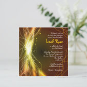 KLOPENDE NEON STARS Bat Mitzvah Invitation GOLD Kaart (Staand voorkant)