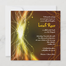 KLOPENDE NEON STARS Bat Mitzvah Invitation GOLD