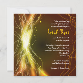 KLOPENDE NEON STARS Bat Mitzvah Invitation GOLD Kaart