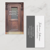 Kloppen op bruine deur grappige aandacht opener visitekaartje (Voorkant / Achterkant)